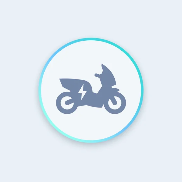 Electric scooter, motorbike round icon, EV, electric vehicle icon, ecologic transport, vector illustration — ストックベクタ
