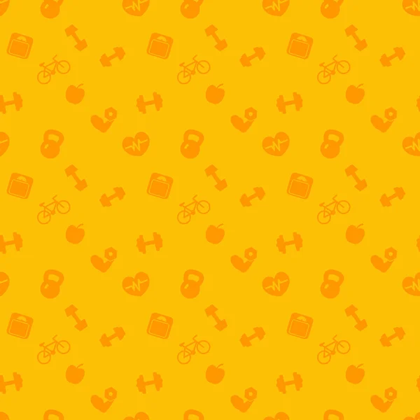Seamless pattern with fitness icons, fitness background, vector illustration — Stock vektor