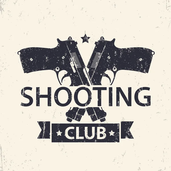 Shooting Club, emblem, sign with crossed pistols, guns, vector illustration — Stockvector