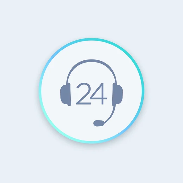 Kopfhörer-Symbol, rufen Sie den technischen Support an, kontaktieren Sie uns, Helpline, 24 Support-Service rund um stilvolles Symbol, Vektorillustration — Stockvektor