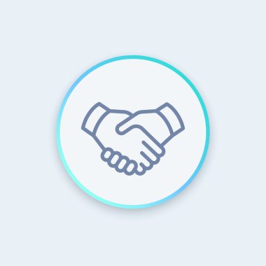 handshake line icon, cooperation, partnership, deal round stylish icon, vector illustration