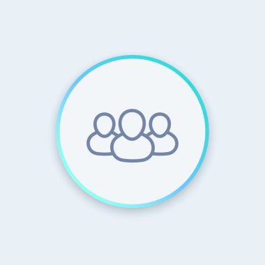 Human resources icon, HR, personnel, team, round stylish icon, vector illustration