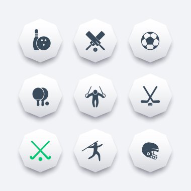 sport, games, competition octagon icons set, vector illustration clipart
