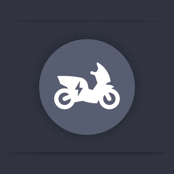 Scooter eléctrico, moto, EV, vehículo eléctrico, transporte ecológico icono plano redondo, ilustración vectorial — Archivo Imágenes Vectoriales