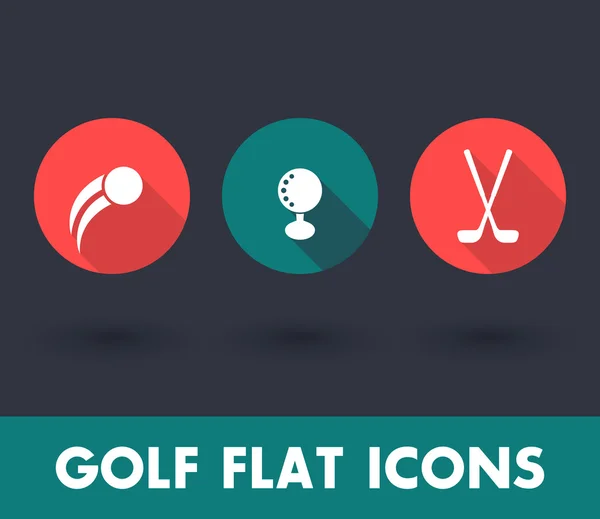 Golf ball, crossed golf clubs, golf flat icons, vector illustration — 图库矢量图片