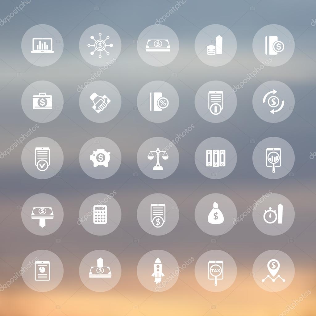 25 finance, investing icons, venture capital, shares, stocks, investor, funds, investment, income transparent icons set, vector illustration