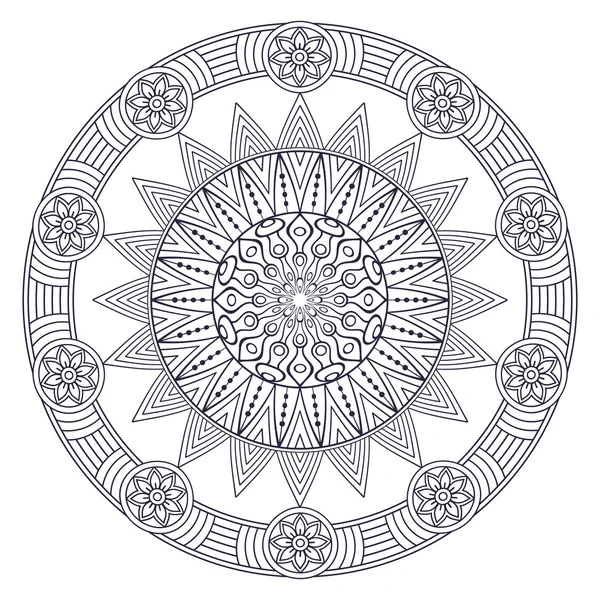 Download Circle mandala adult coloring page, with palm tree — Stock ...