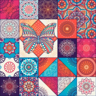 etnik çiçek seamless modeli