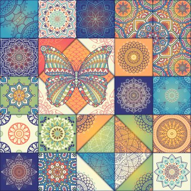 etnik çiçek seamless modeli