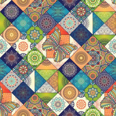 etnik çiçek seamless modeli