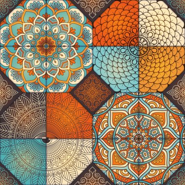 etnik çiçek seamless modeli