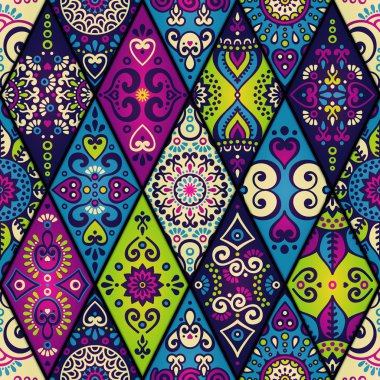 etnik çiçek seamless modeli