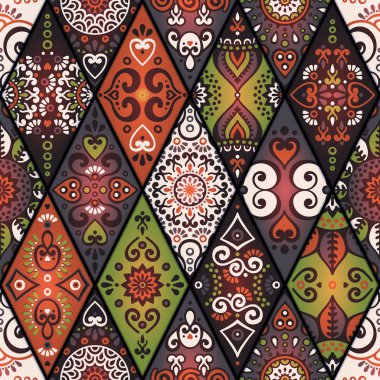etnik çiçek seamless modeli