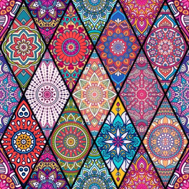 etnik çiçek seamless modeli