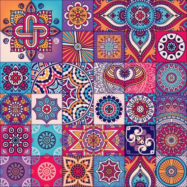 etnik çiçek seamless modeli