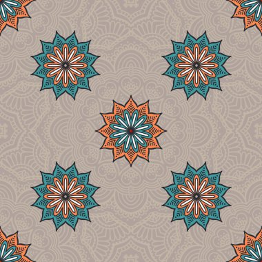 etnik çiçek seamless modeli