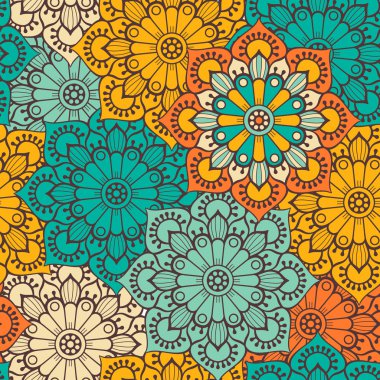 etnik çiçek seamless modeli