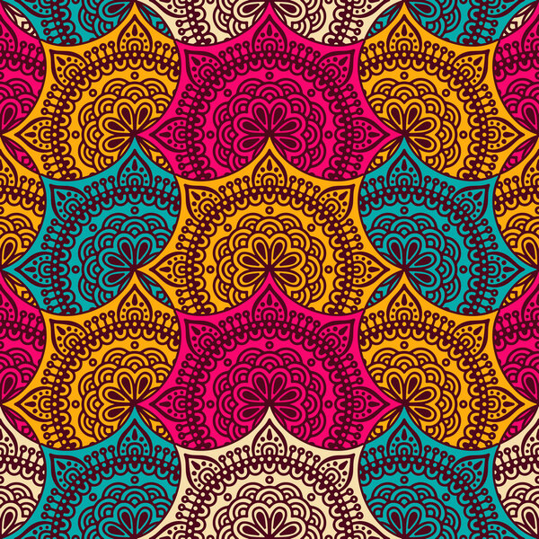 Ethnic floral seamless pattern