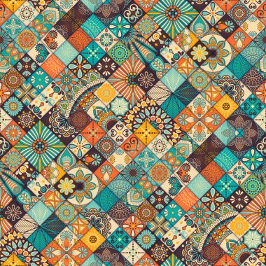 etnik çiçek seamless modeli