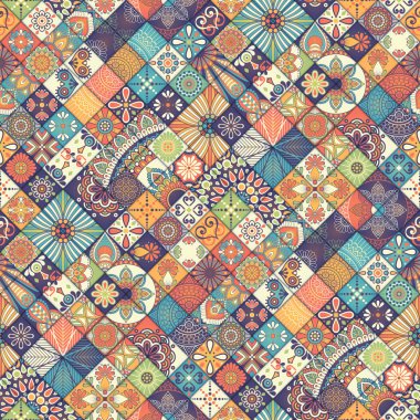 etnik çiçek seamless modeli