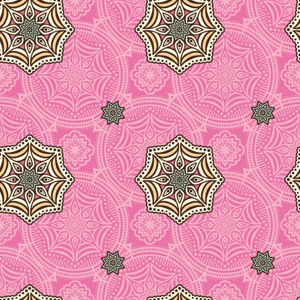 민족 꽃 원활한 패턴 — 스톡 벡터