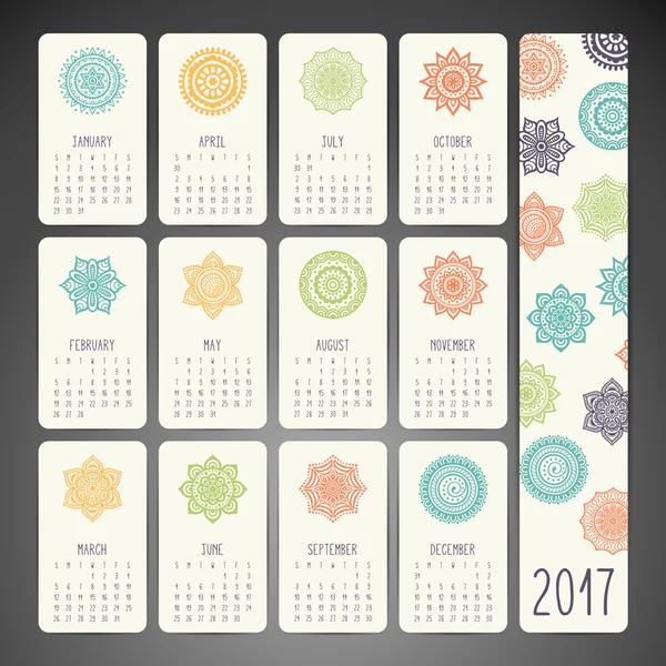 Calendar in ethnic style — Stock Vector