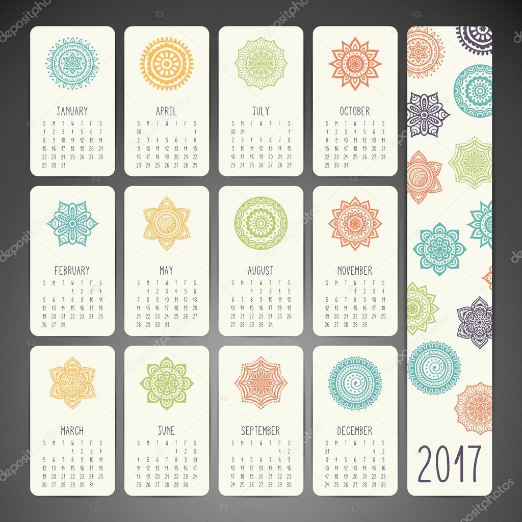 Calendar in ethnic style Stock Vector by ©VikaSnezh 111543722