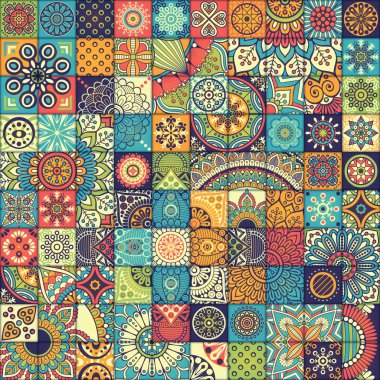 etnik çiçek seamless modeli