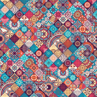 etnik çiçek seamless modeli