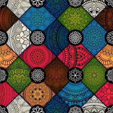 etnik çiçek seamless modeli