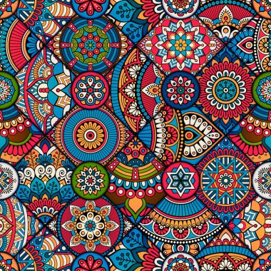 etnik çiçek seamless modeli