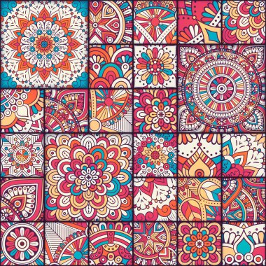 etnik çiçek seamless modeli