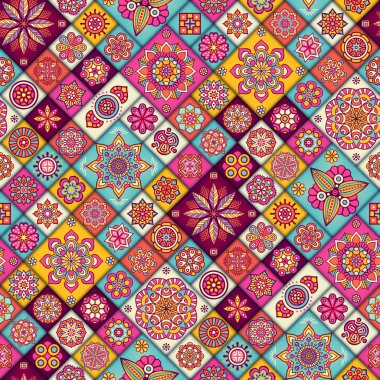 etnik çiçek seamless modeli