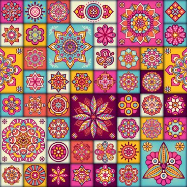 etnik çiçek seamless modeli