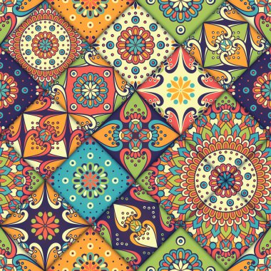 etnik çiçek seamless modeli