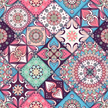 etnik çiçek seamless modeli