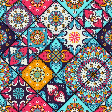 etnik çiçek seamless modeli