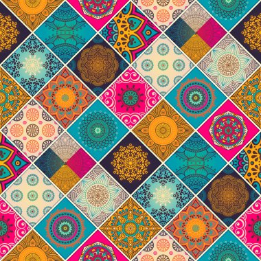 etnik çiçek seamless modeli