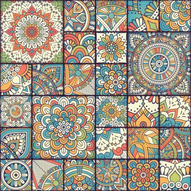 etnik çiçek seamless modeli