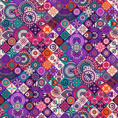 etnik çiçek seamless modeli