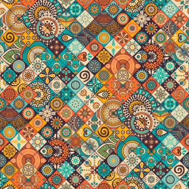 etnik çiçek seamless modeli