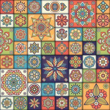 etnik çiçek seamless modeli