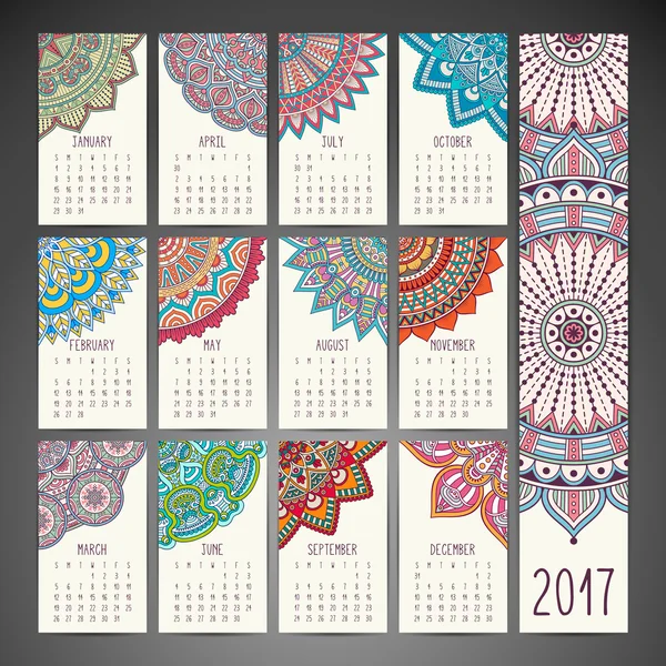 Kalender 2017. vintage dekorative Elemente — Stockvektor