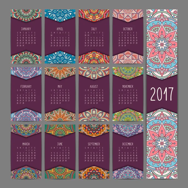 Kalender 2017. vintage dekorative Elemente — Stockvektor