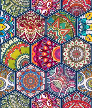 etnik çiçek seamless modeli