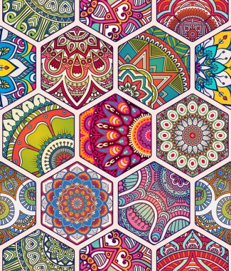 etnik çiçek seamless modeli