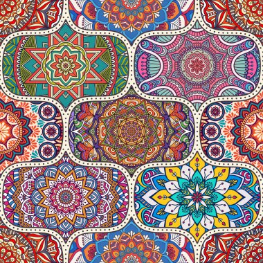 etnik çiçek seamless modeli