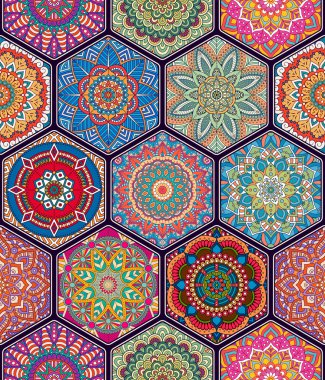 etnik çiçek seamless modeli