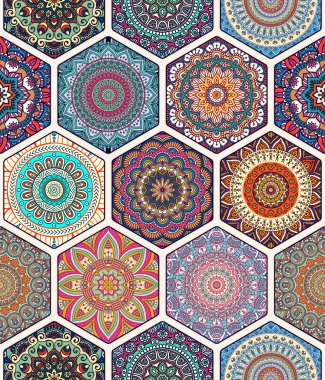 etnik çiçek seamless modeli