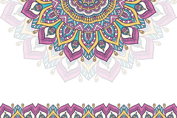 Fundo colorido com modelo de mandala —  Vetores de Stock